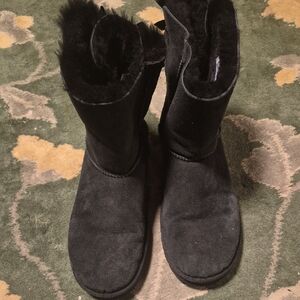 UGG Black Suede Shearling Winter Boots